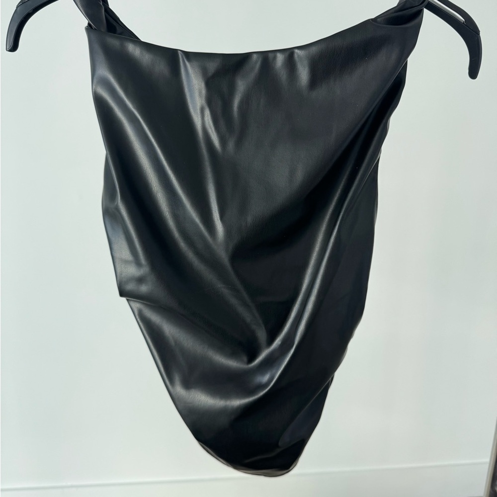 Vegan Leather Black Chic Women's Top